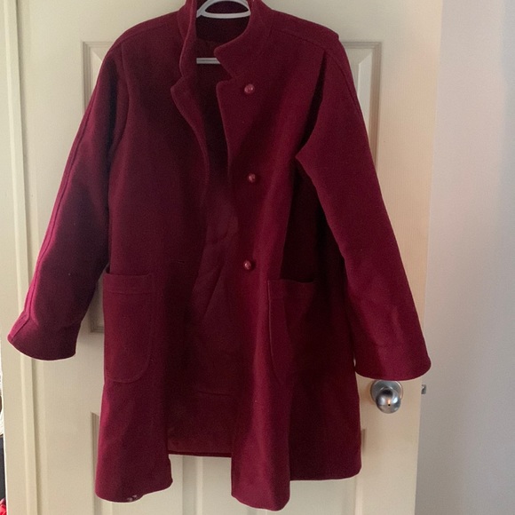 Dark red wool pea coat - Picture 1 of 3
